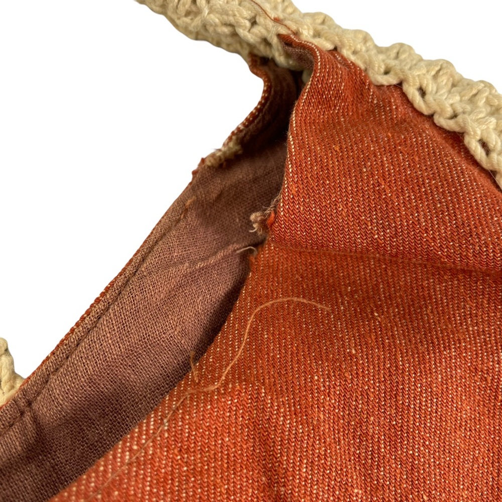 Vintage Boho Hippy Hemp Braided Hemp Wooden Button Flap Close Bag Purse Sack 70s - Picture 10 of 16